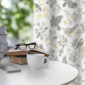 Bird Flower Plant Print Curtains Vintage Country Sliding Door Curtains Thermal I