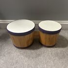 Kawasaki Double Bongo Drum Kids Instrument Purple Trim Wooden