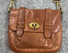 Fossil 1954 Long Live Vintage Brown Leather Crossbody Bag Purse HTF