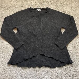 Icewear Kata Open Front Cardigan Sweater Black 100% Icelandic Wool Medium