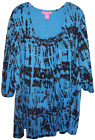 Woman Within Pullover top plus size 4X Blue/black 3/4 sleeve Chest 64