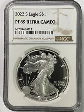 2022 S SILVER AMERICAN EAGLE PROOF S$1 NGC PF69 ULTRA CAMEO  BROWN