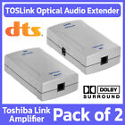New Listing2 Pack TOSLink Optical Amplifier Optic Fiber Audio Signal Booster +Power Adapter