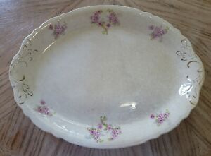 Large Stained And Crazed Restuarant Ware Ironstone Transferware Oval Platter