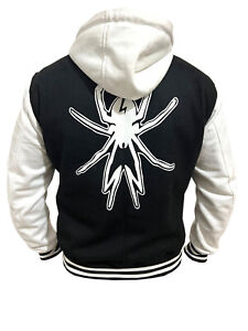MCR My Chemical Romance Black Bomber Hooded Varsity Jacket Spider Logo