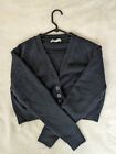 Zara Womens Blue Cardigan Size Med Wool  Button Up Cropped