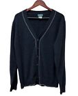 Hammacher Schlemmer Cashmere Cardigan Sweater Men's Size L Charcoal Grey