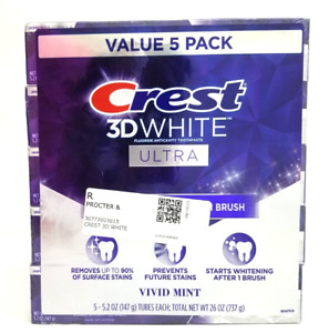 Crest 3D White Ultra Whitening Toothpaste - Vivid Mint Flavor - 5.2oz 5-Pack