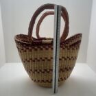 Ghana African Market Bolga Basket Hand Woven Natural Leather Handles