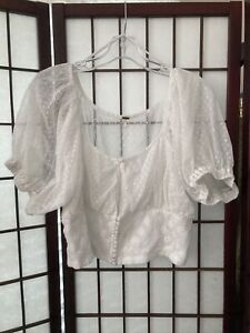Free People Milkmaid Style Short Sleeve Cropped Top - Size Large