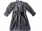 Vintage Betsy Johnson Black Long Sleeved Babydoll Milkmaid Silk Dress - Size 4