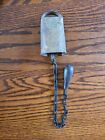 Vintage Cow Bell Dinner Bell With Chain Pull & Wood Handle Farm House Rustic