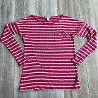 Old Navy Size XS Top Tee T-shirt Pink Striped Long Sleeves Pocket Womens