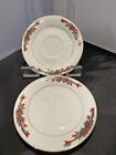 2 Vintage Poinsettia & Ribbons Fairfield Saucer Plate Fine China Christmas