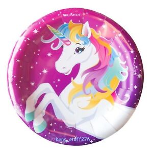 Rainbow Unicorn Birthday Party Plates, 9