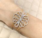 Gold Plated Chain Diamond Bracelet Women Floral Jewelry Handcrafted Gift For Her