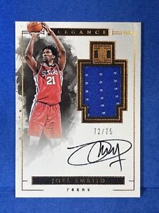 New Listing2016-17 PANINI IMPECCABLE ELEGANCE JOEL EMBIID ON-CARD AUTO 72/75 GAME-WORN