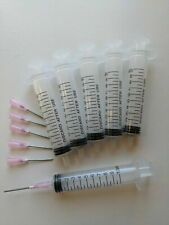 10mL Plastic Syringes, Blunt Tip Metal Needle, Cap - refill measure dispense USA