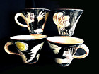 Handcrafted Set Of 4 Clay Pottery Mugs 
