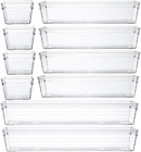 Backerysupply Clear Plastic Drawer Organizer Tray for Vanity Cabinet (Set of 10)