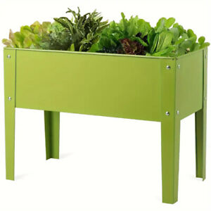 Metal Elevated Raised Garden Bed Outdoor Planter Box with Legs 25x13x18in,Green