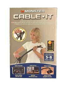 NEW - MONSTER CABLE-IT 8' CABLE MANAGEMENT FOR 5 TO 8 CABLES - BLACK