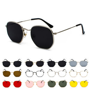 Hipster Hexagonal Sunglasses Men Women Vintage Metal Frame Retro Shade Glasses