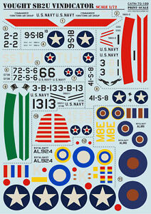 Print Scale 72-189 - 1/72 Decal for Vought SB2U Vindicator (Aircraft wet decal)