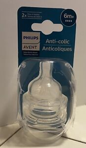 2 Philips Flow 4 Bottle Nipples Anti Colic 6+ Month