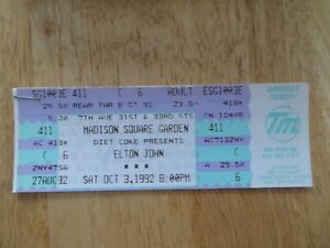 UNUSED ELTON JOHN October 3, 1992 MADISON SQUARE GARDEN Concert Ticket