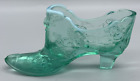 Fenton Glass Shoe - Cabbage Rose Pattern - Green Color - Excellent Condition