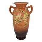 Roseville Freesia Brown 1945 Vintage Art Pottery Ceramic Flower Vase 128-15