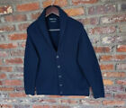 100% Pure Cashmere Shawl Color Button Front Cardigan Navy Blue Large