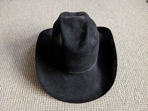 Stetson Cowboy Hat 7 1/4 Black Felt Western Vintage Kings Western Wear 58