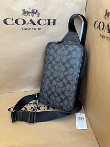 NWT Coach C9867 Sullivan Pack in Signature Canvas & Leather Charcoal Black🎀NEW