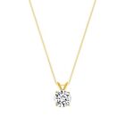 1 Ct Round Real 18K Yellow Gold Created Diamond Solitaire Pendant Necklace 18