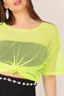 womens neon green mesh crop top