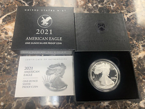 2021-W 1oz US American Silver Eagle ~ $1 Proof Bullion Coin ~ Type 2 ~ OGP & COA
