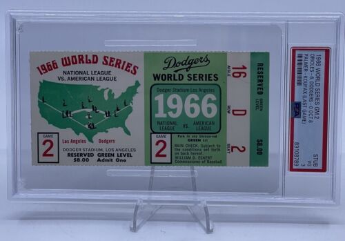 1966 WORLD SERIES GAME 2 TICKET ORIOLES DODGERS PSA 3 VG RARE Los Angeles