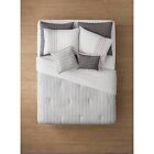 King 8pc Edenton Reversible Classic Stripe Comforter Set White/Gray - Threshold