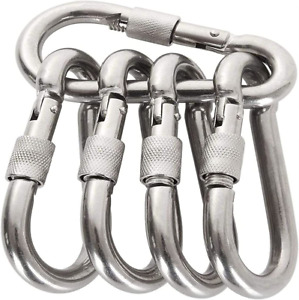 5PCS 304 Stainless Steel Heavy Duty Carabiner Clip Spring Snap Hook (M6)