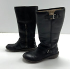 UGG Women's Tupelo 1003335 Black Leather Side Zip Buckle Riding Boots Size 8