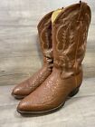 Tony Lama Cowboy Western Boots Brown Bull Hide Leather Mens Size 11 EE Wide