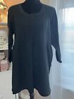 Misses Size 14/16  Black 1/2 Button Empire Waist Pullover Sweater 30” Long - GUC