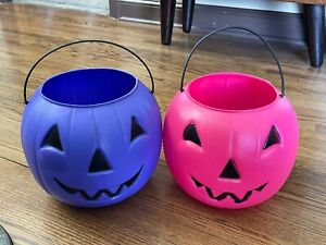 New Listing2 Vintage GENERAL FOAM Blow Mold Jack-O-Lantern Pumpkin Halloween Bucket USA