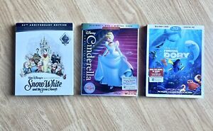 Disney Blu-ray, DVD & Digital Lot: Snow White, Cinderella, Finding Dory. New.