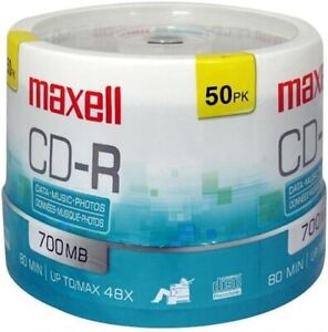 Maxell CD-R Discs 700MB/80min 48x Spindle Silver 50/Pack Media Disks Blank CDs