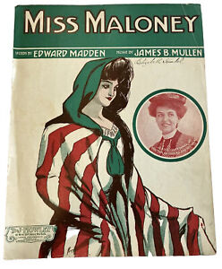 Miss Maloney by Madden & Mullen Large Format 1905 Sheet Music Artwork Irish