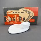 Vintage Indiana Glass Milk Glass Snack Set Orange Blossom 4 Cups 4 Plates White