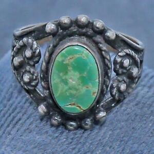ANTIQUE OLD PAWN NAVAJO STERLING SILVER TURQUOISE HARVEY ERA RING SZ 6.5 LOT SC3